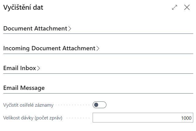 Sekce Email Message