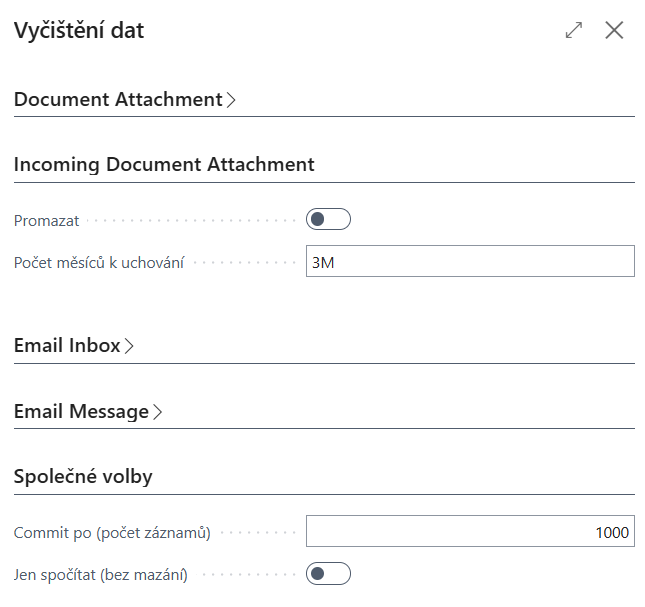 Sekce Incoming Document Attachment