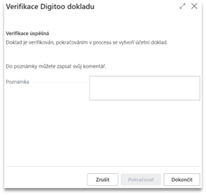 Druhý krok verifikace dokladu při úspěchu v BC