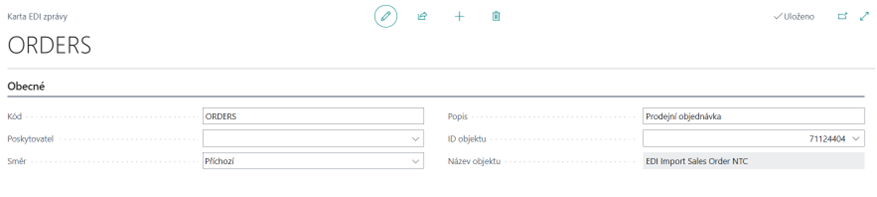 Karta EDI zprávy