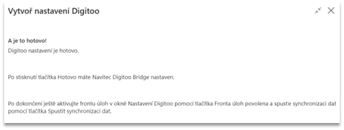 Průvodce nastavením Digitoo - poslední krok