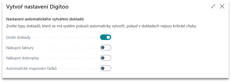 Průvodce nastavením Digitoo - třetí krok