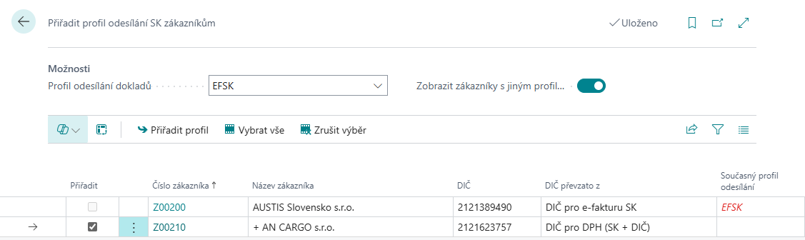 Zobrazenie zákazníkov, ktorí už profil majú