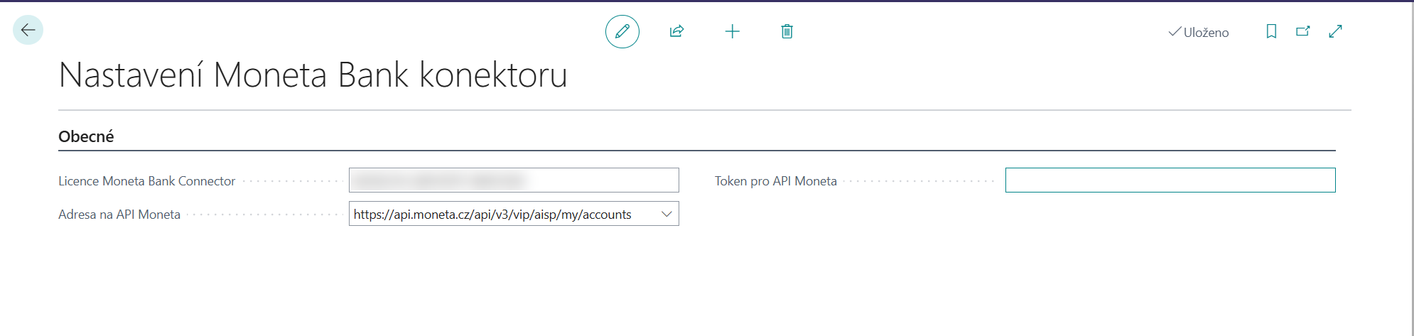 Nastavení Moneta Bank konektoru